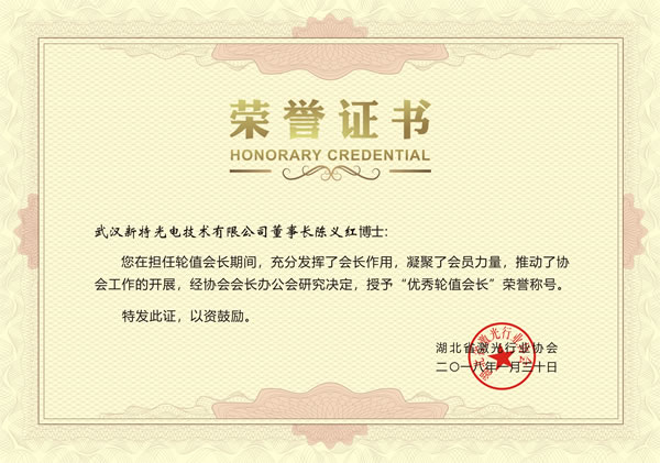 陳義紅博士再次榮膺“優秀輪值會長”